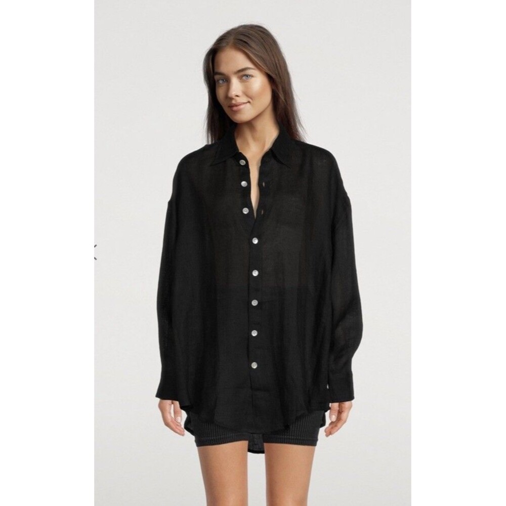 Vitamin A Black Oversized Button-Up Shirt